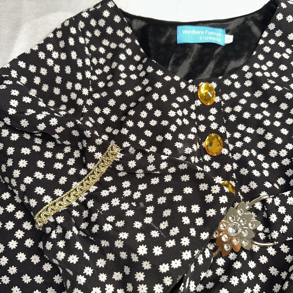 Vintage Wardhere Fashion Black Dress Size 4 Gem Buttons Belt - Picture 9 of 12